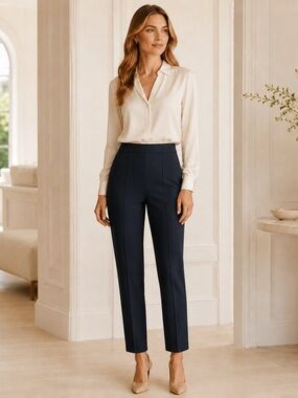 Theory Women's  High-Waisted Straight  Navy Pant classic  Pants size 30/M